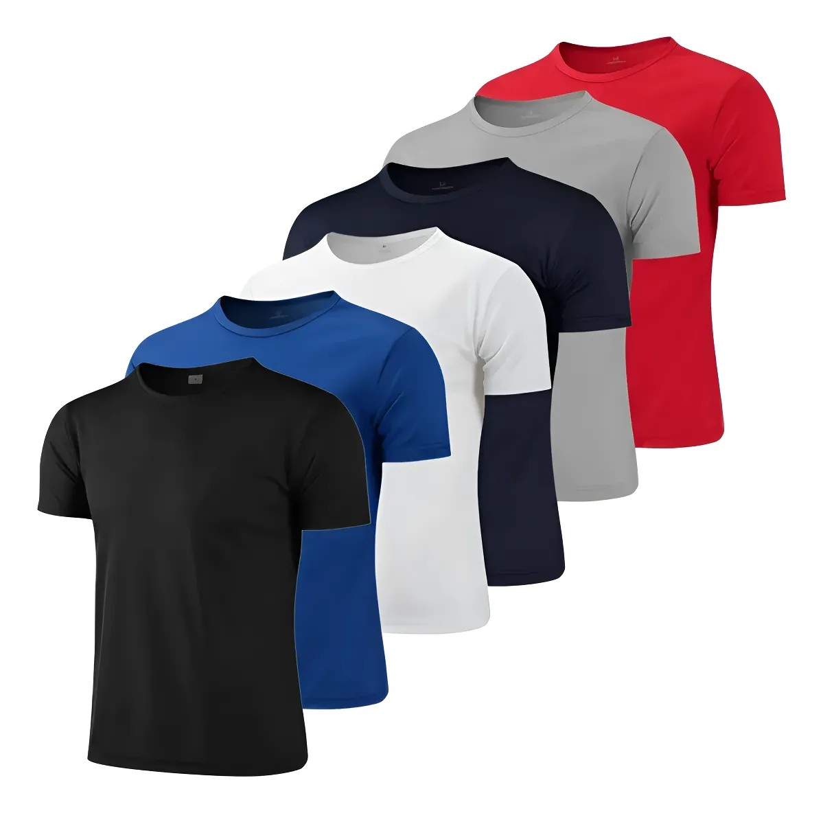 6 Playeras Deportivas Cuello Redondo Dry Fit Gym Hombre
