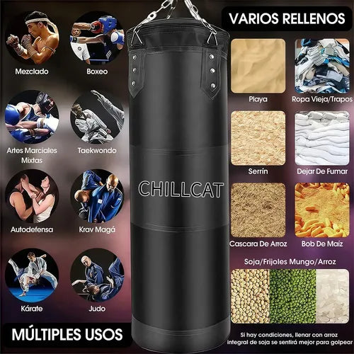 Costal de boxeo negro de 120 cm con guantes y accesorios, sin relleno - Foto 4