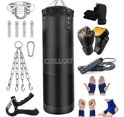 Costal de boxeo negro de 120 cm con guantes y accesorios, sin relleno - Foto 1