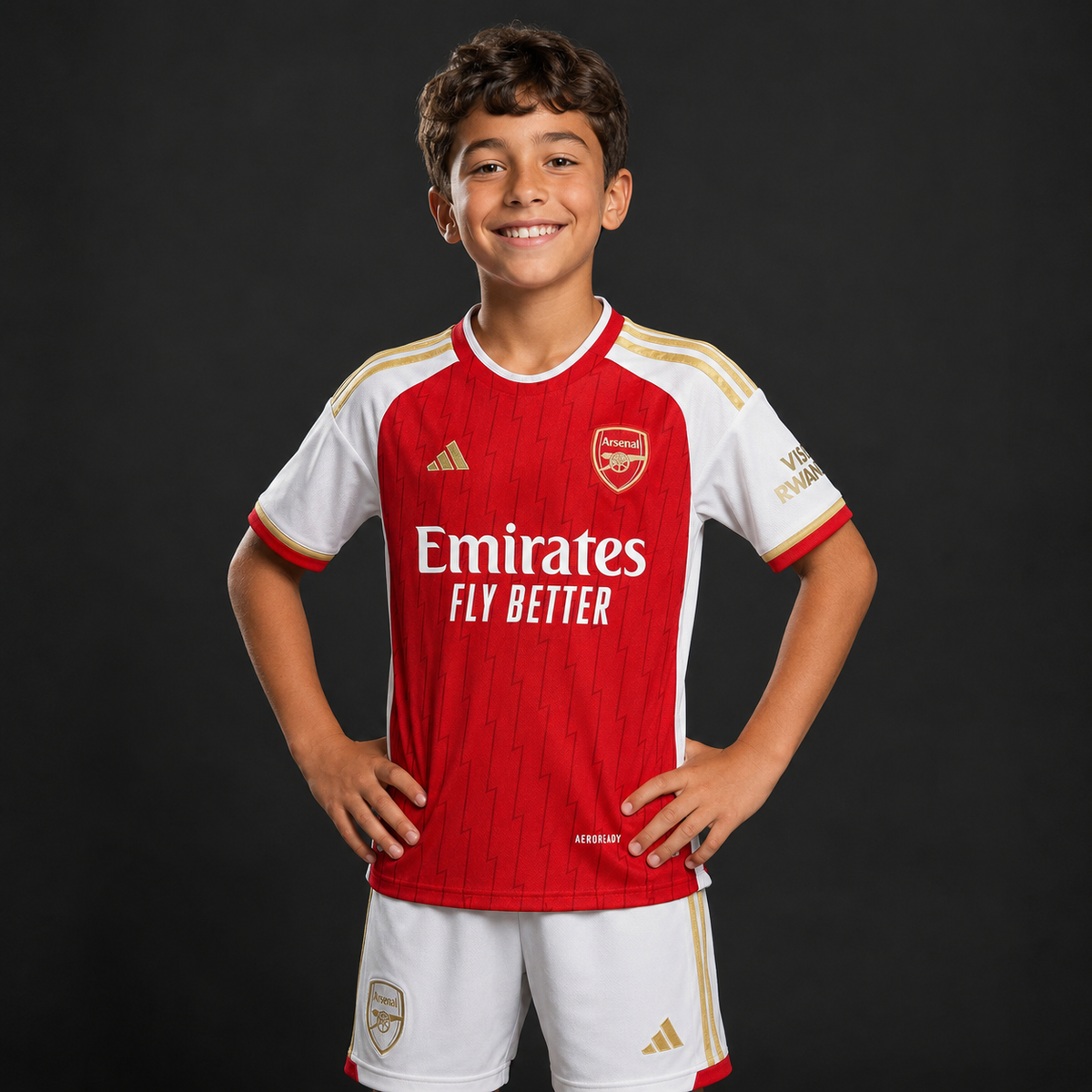 Jersey Arsenal Local 23-24 Infantil con modelo - GOAT SPORTS
