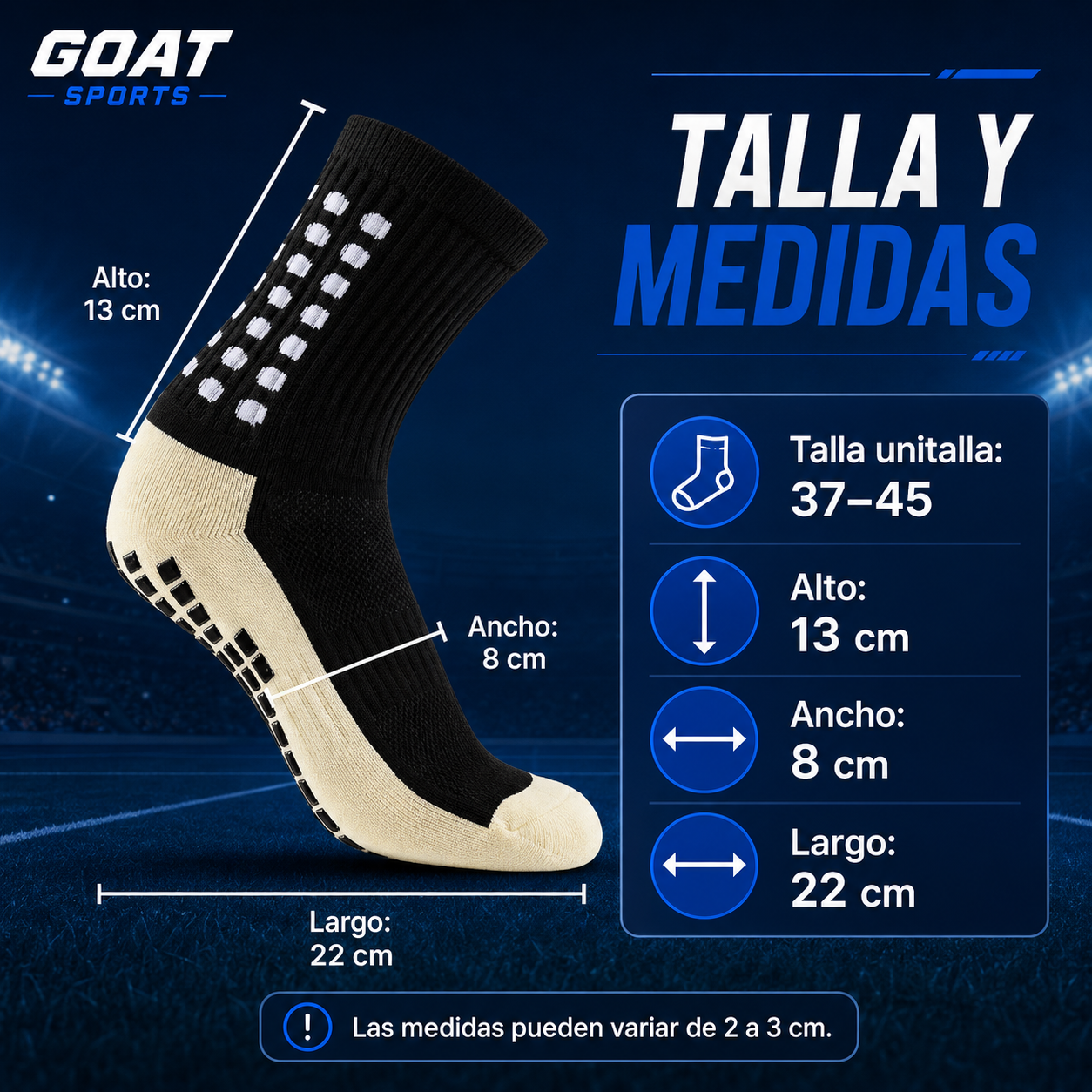 Talla y medidas de las calcetas antiderrapantes