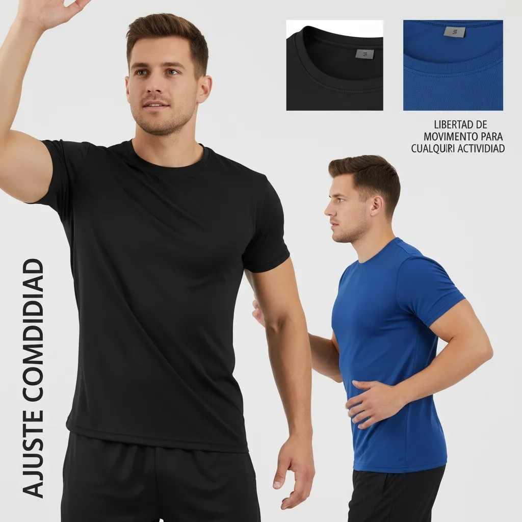 6 Playeras Deportivas Cuello Redondo Dry Fit Gym Hombre
