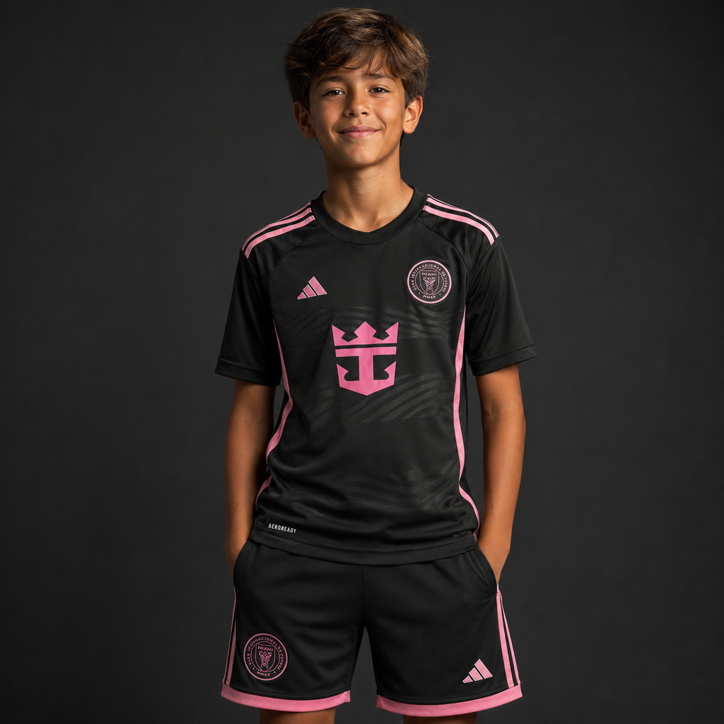 Jersey Inter Miami Visita Messi 24-25 Infantil con modelo