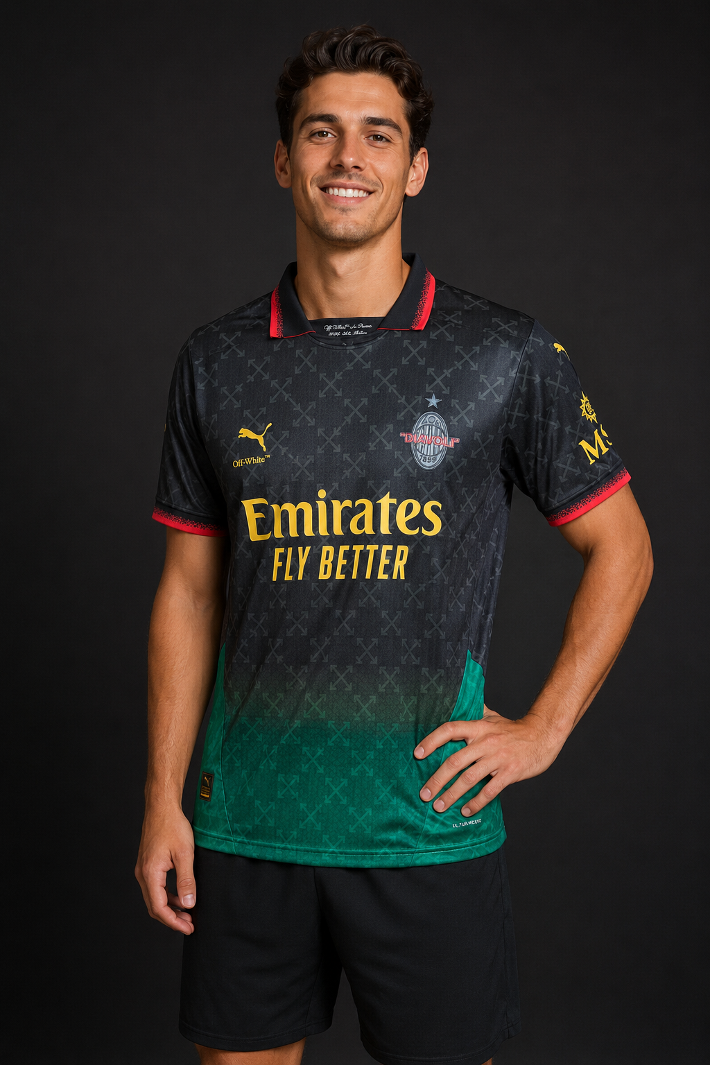 Jersey A.C. Milan Off White 25-26 V. Jugador con modelo - GOAT SPORTS