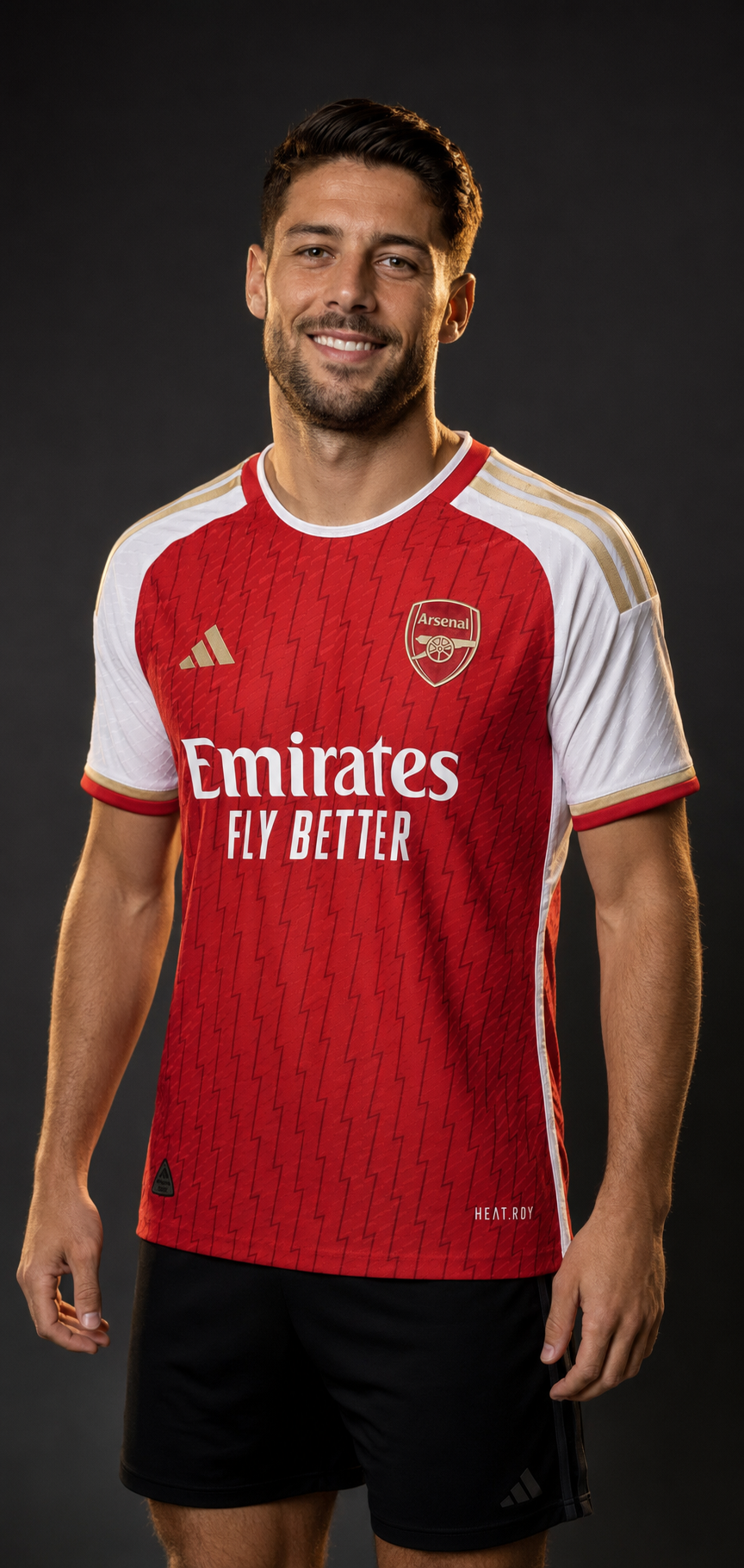 Jersey Arsenal Local 23-24 en modelo, GOAT SPORTS