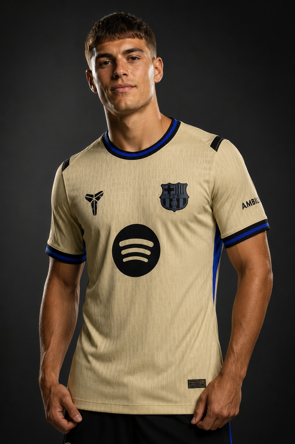Jersey Barcelona Visita 25-26 versión jugador en modelo, GOAT SPORTS
