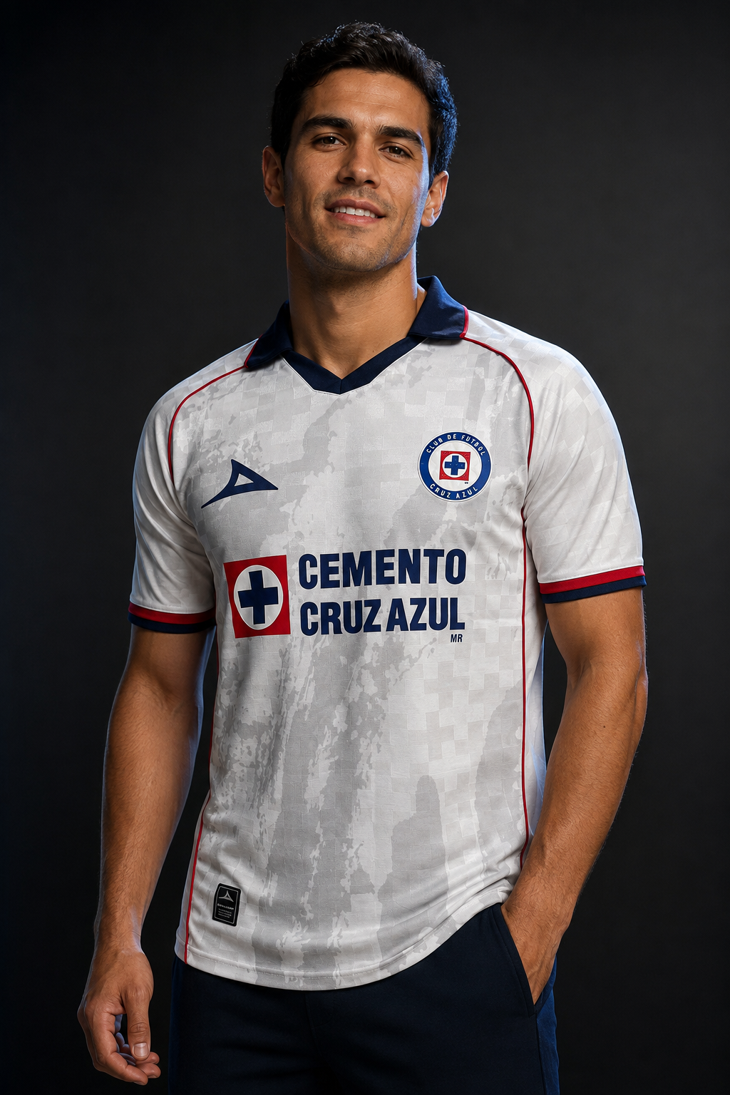 Jersey Cruz Azul Visita Intercontinental V. Jugador en modelo