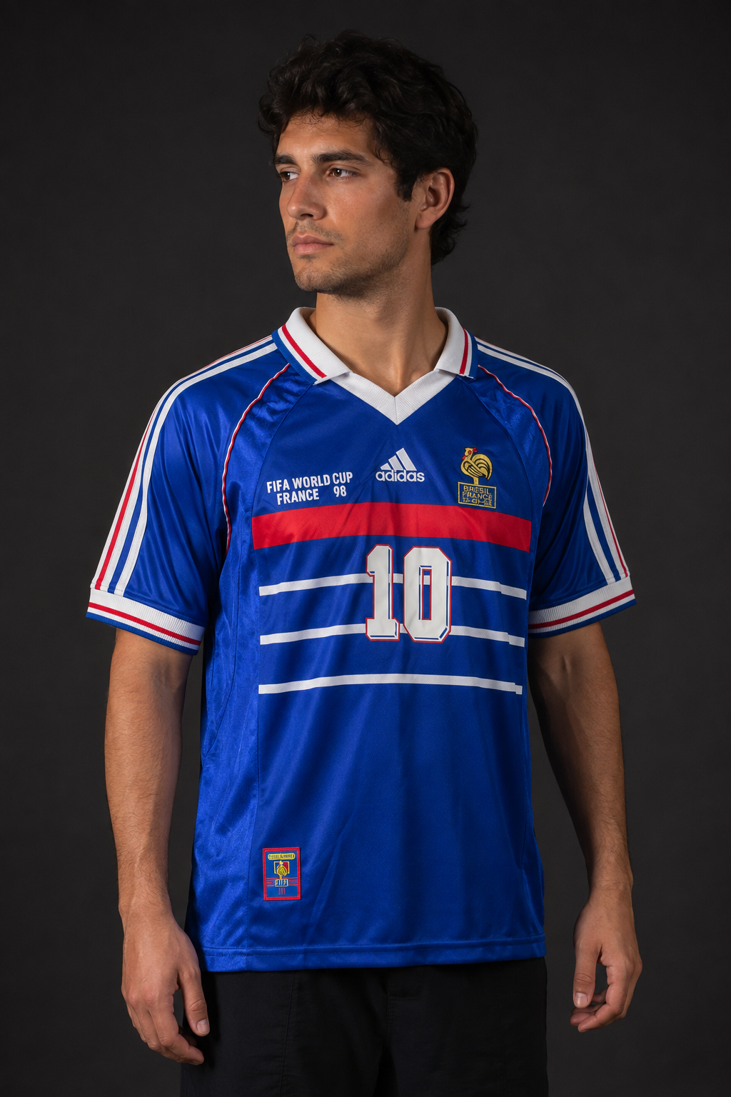 Jersey Francia Local Zidane 98 con modelo - GOAT SPORTS