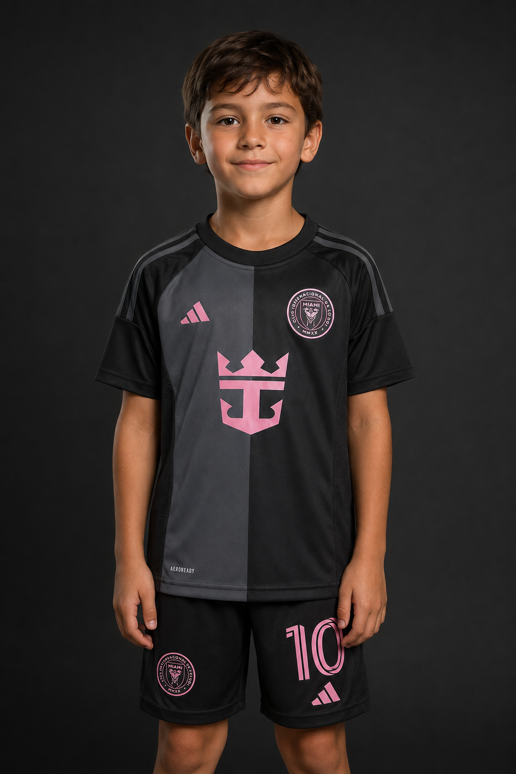 Jersey Inter Miami Visita Messi 25-26 Infantil con modelo - GOAT SPORTS