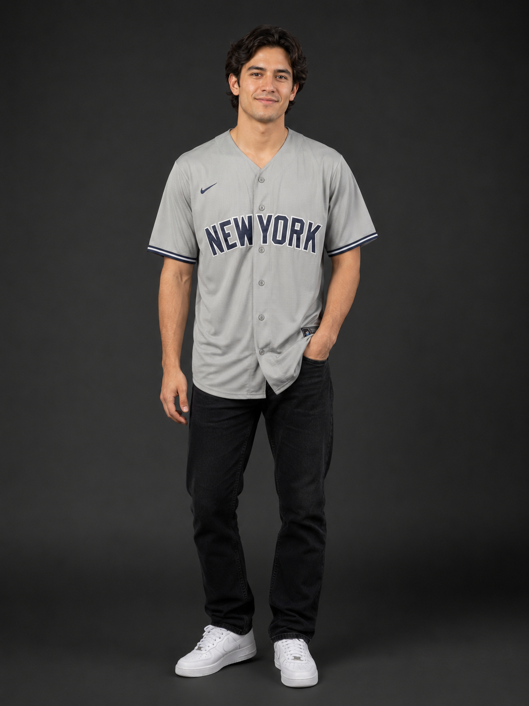 Jersey New York gris VOLPE 11 con modelo - GOAT SPORTS