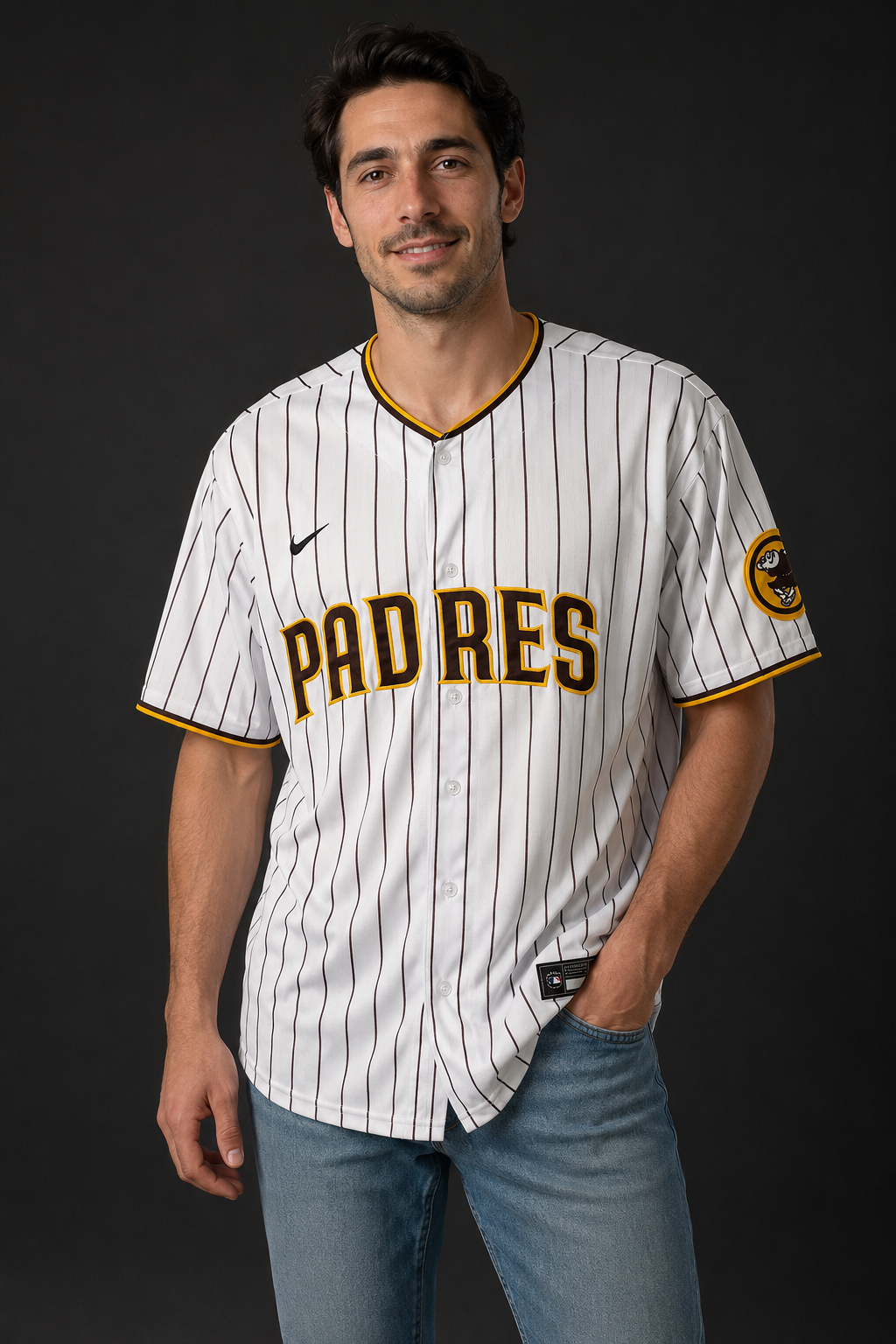 Jersey PADRES Cronenworth 9 con modelo - GOAT SPORTS