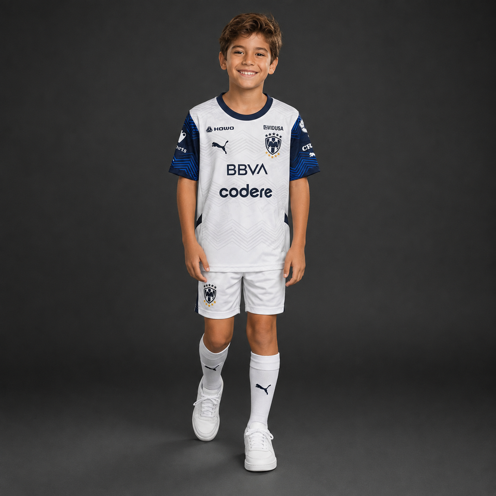 Jersey Rayados Visita 24-25 Infantil en modelo