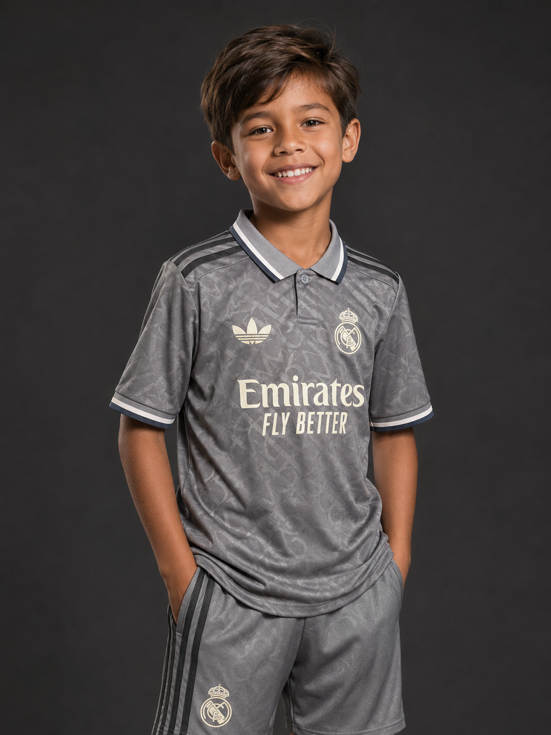 Jersey Real Madrid Visita 24-25 Infantil con modelo - GOAT SPORTS