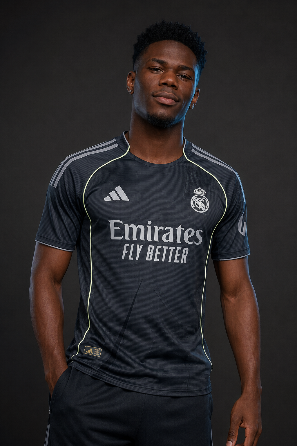 Jersey Real Madrid Visita 25-26 V. Jugador en modelo