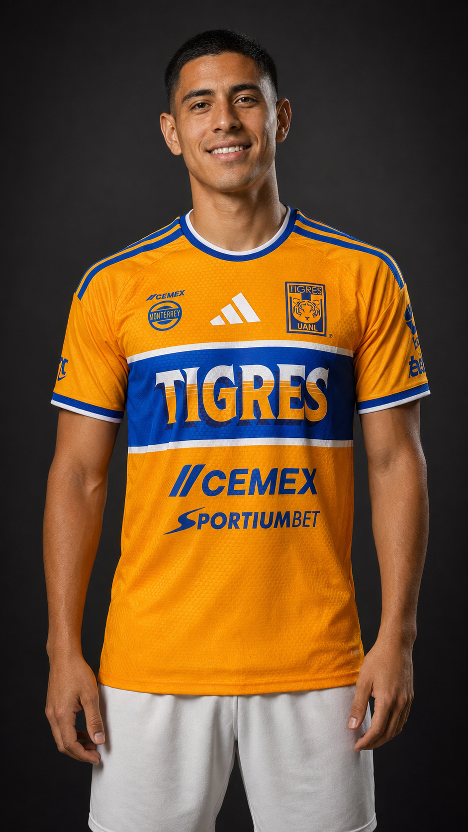 Jersey Tigres Local 26-27 en modelo, fotografía de estudio GOAT SPORTS