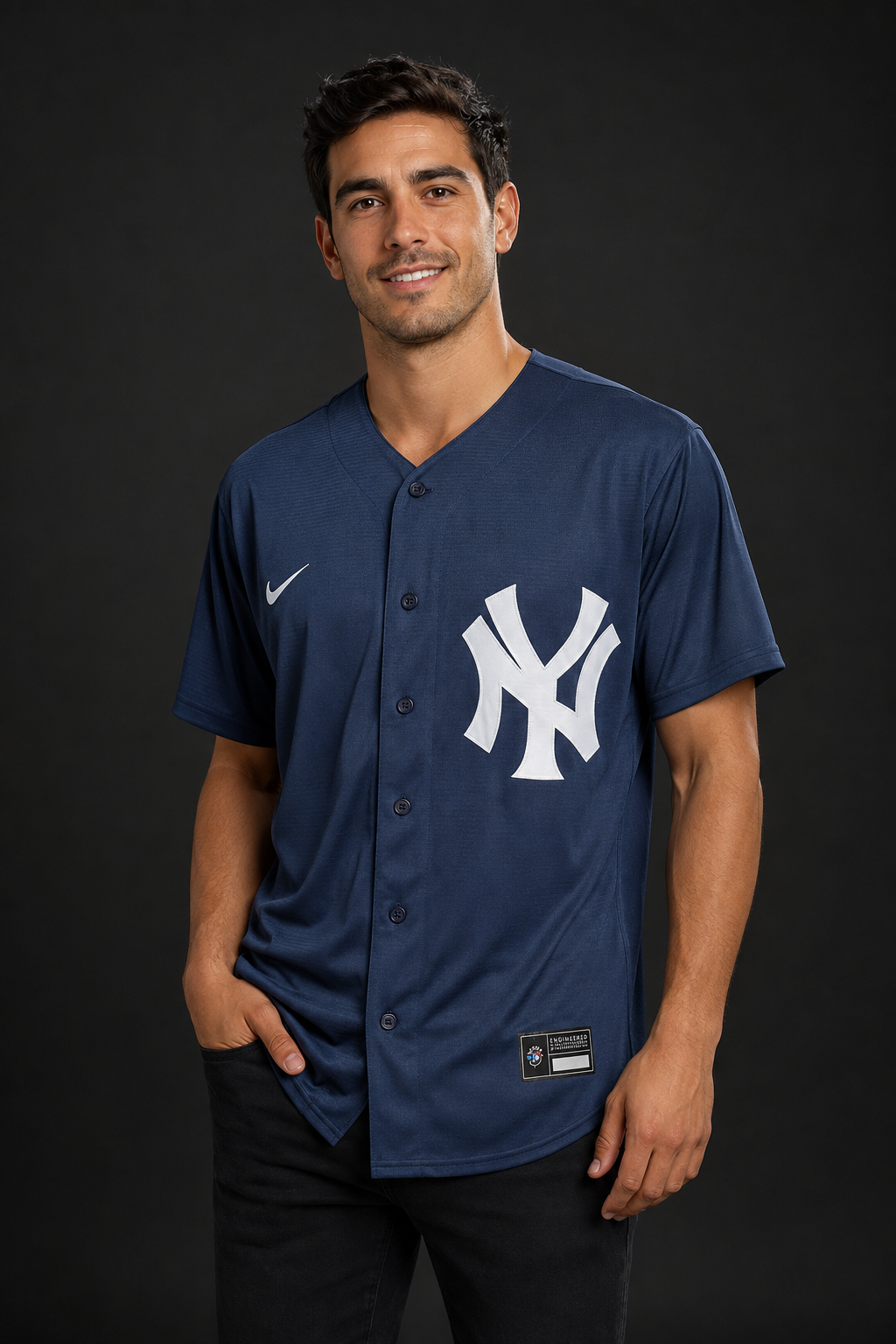 Jersey Yankees Stanton 27 con modelo - GOAT SPORTS