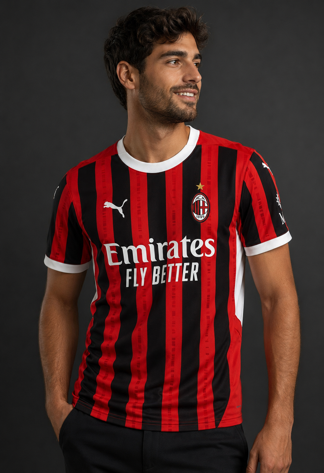Jersey A.C. Milan Local 24-25 con modelo - GOAT SPORTS