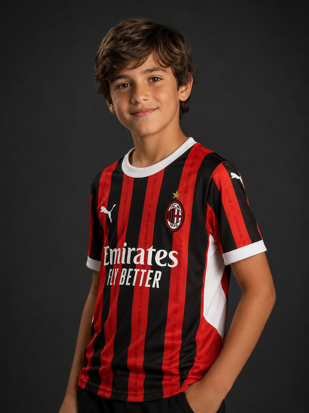 Jersey Milan Local 24-25 Infantil con modelo - GOAT SPORTS