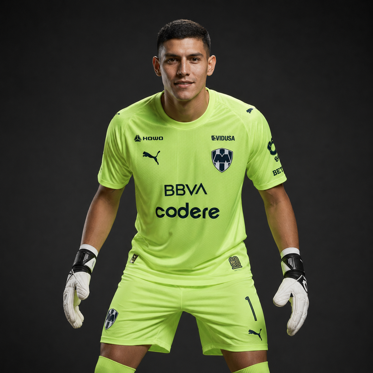 Jersey Rayados portero fosfo 25-26 con modelo