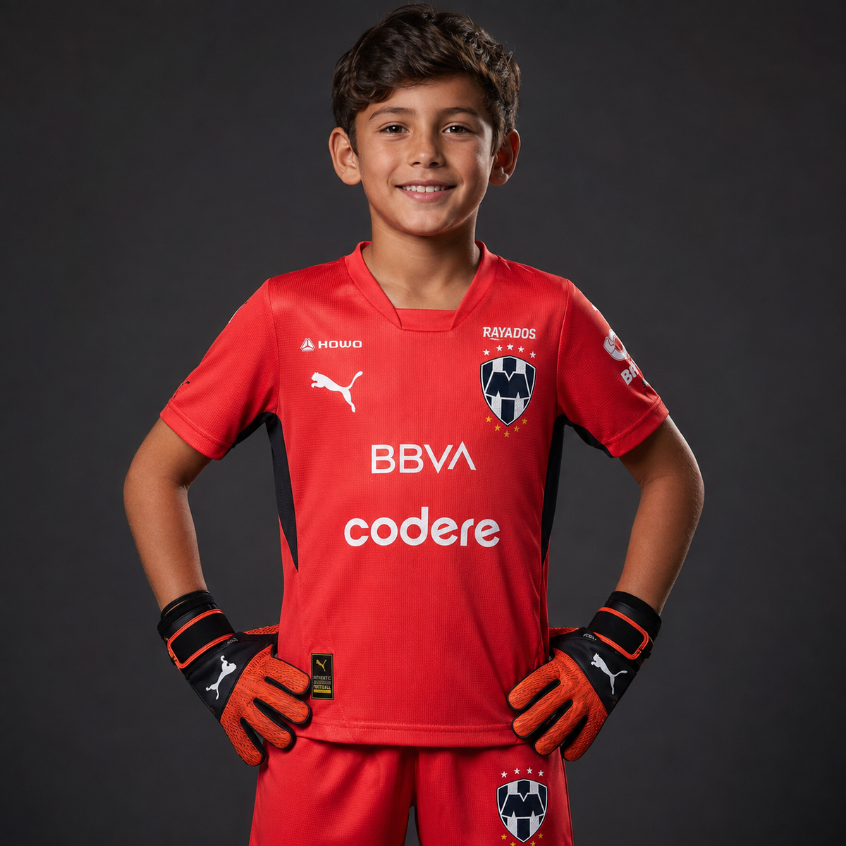 Jersey Rayados Portero Melón 24-25 Infantil con modelo