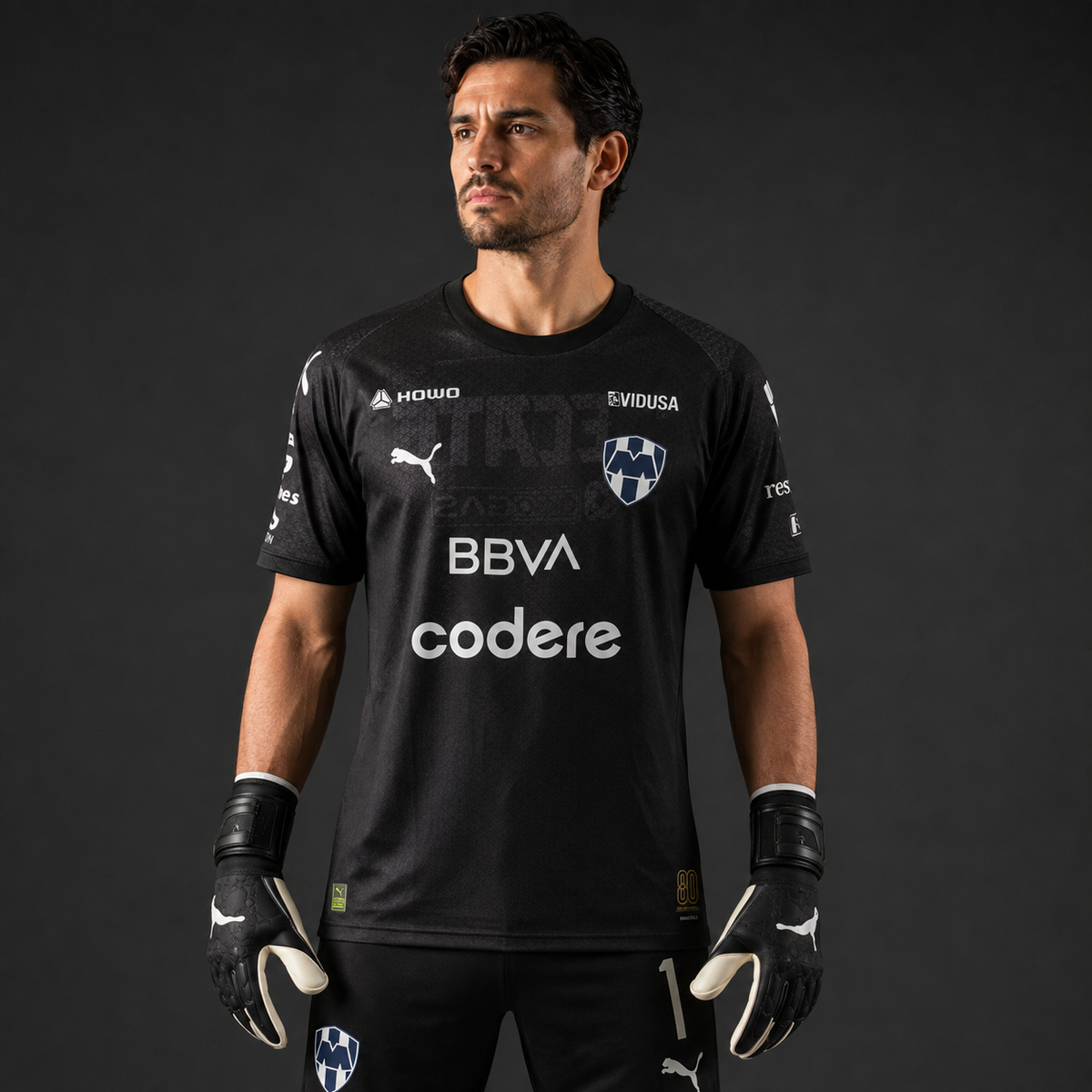 Jersey Rayados portero negro 25-26 con modelo